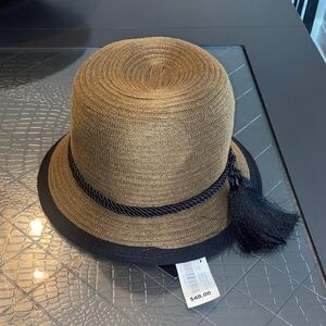Elegant Tan Hat with Black Tassel